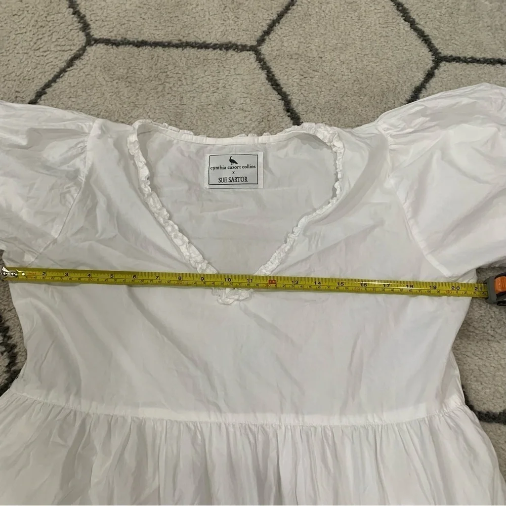 Sue Sartor x Cynthia Cazort Collins Dress High Low Midi Ruffle Tiered in White - Picture 6 of 8